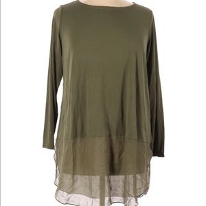 New w/tags $318 1X 2X Eileen Fisher olive silk stretch tunic 56” bust x 35” long